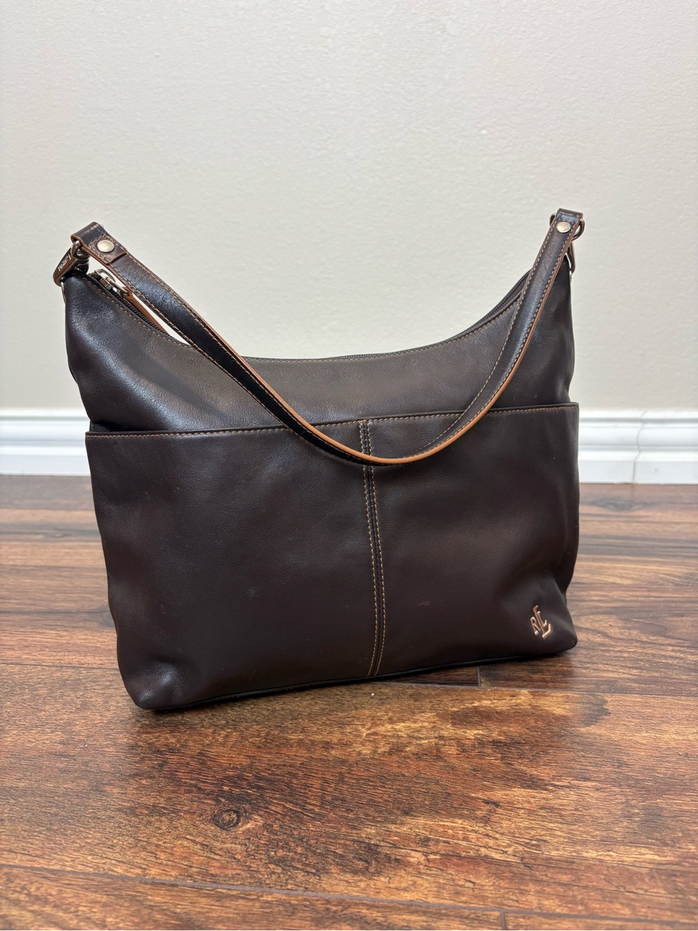 Lauren Ralph Lauren Dark Brown Leather Shoulder Bag